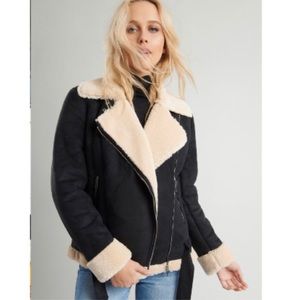 Garage black sherpa aviator jacket